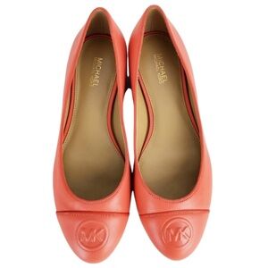 New Michael kors dylyn leather mk logo embossed ballet flats pink grapefruit
